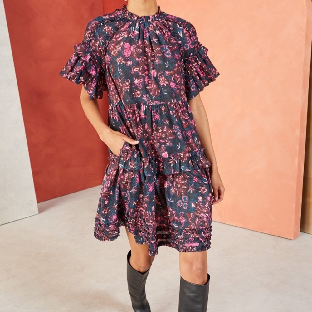 Ulla Johnson Fawn Tiered Ruffle Cotton Mini Dress
